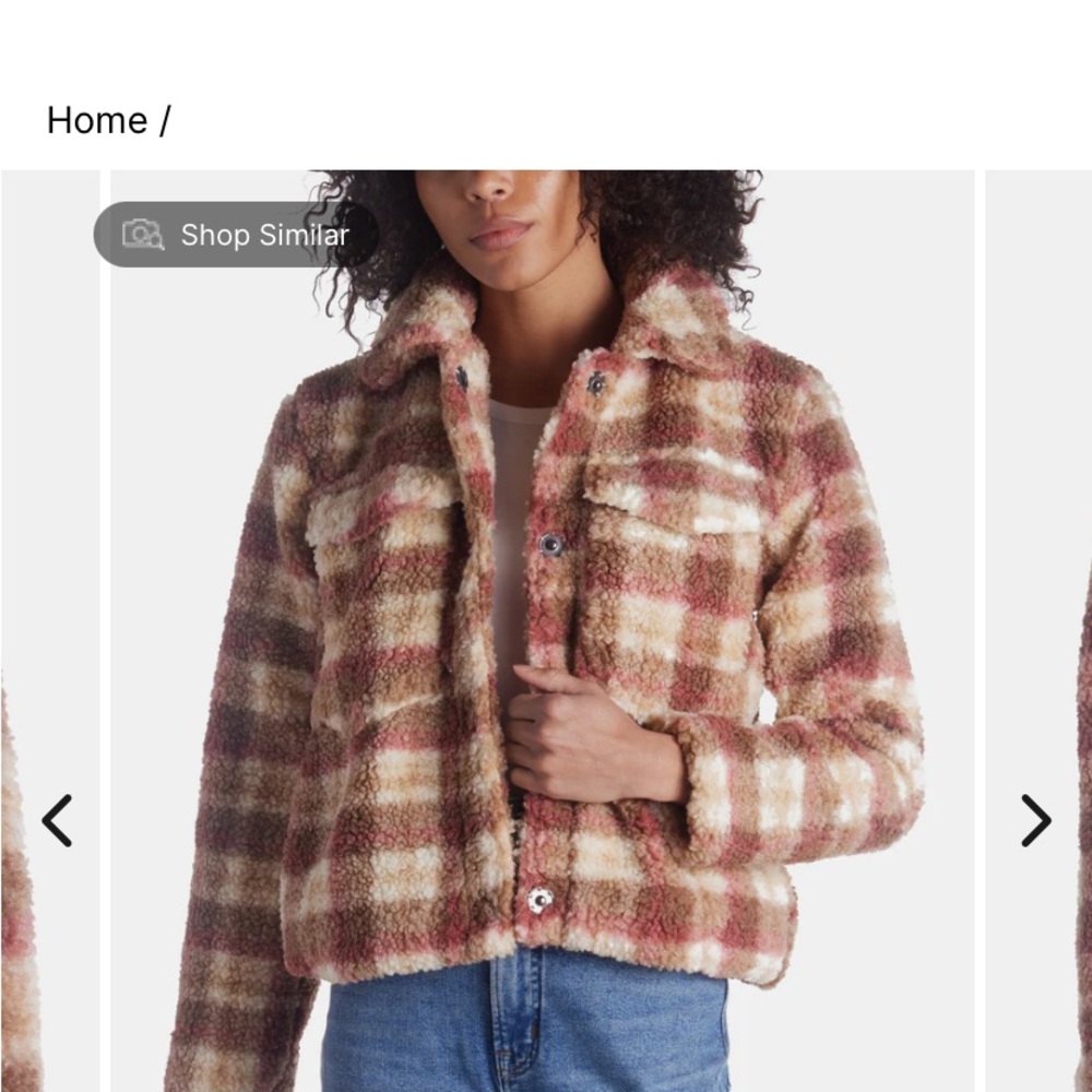 Aveo Les Filles Sherpa Teddy Plaid Jacket!